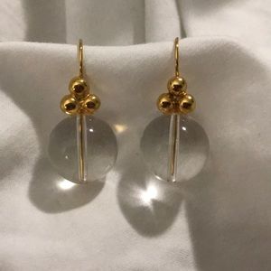 Clear globe drop earrings