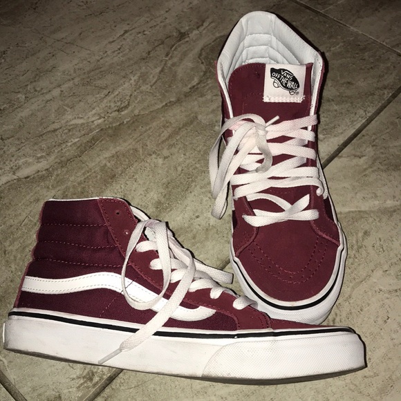 burgundy sk8 hi's