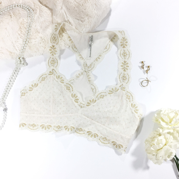 Free People Tops - Free People White Foil Galloon Racerback Bralette