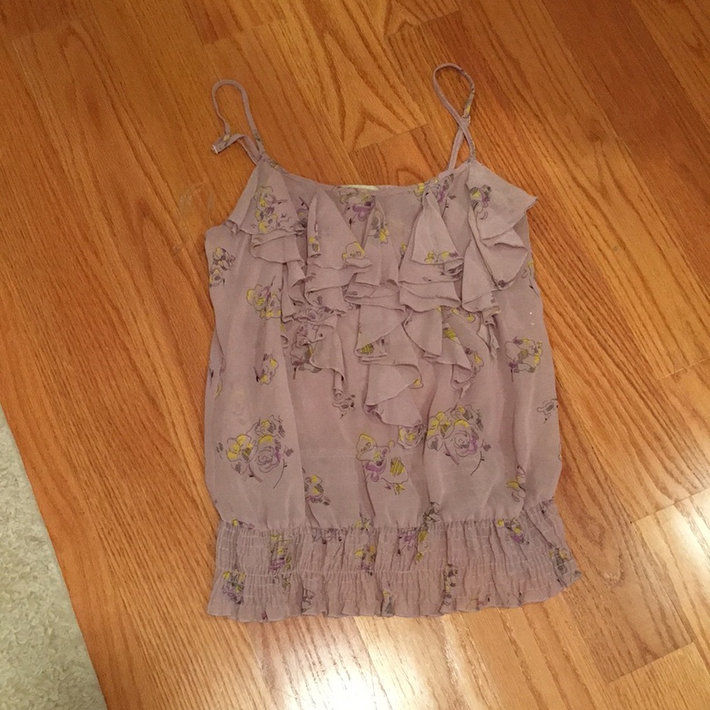 Sheer lilac shirt with floral detail