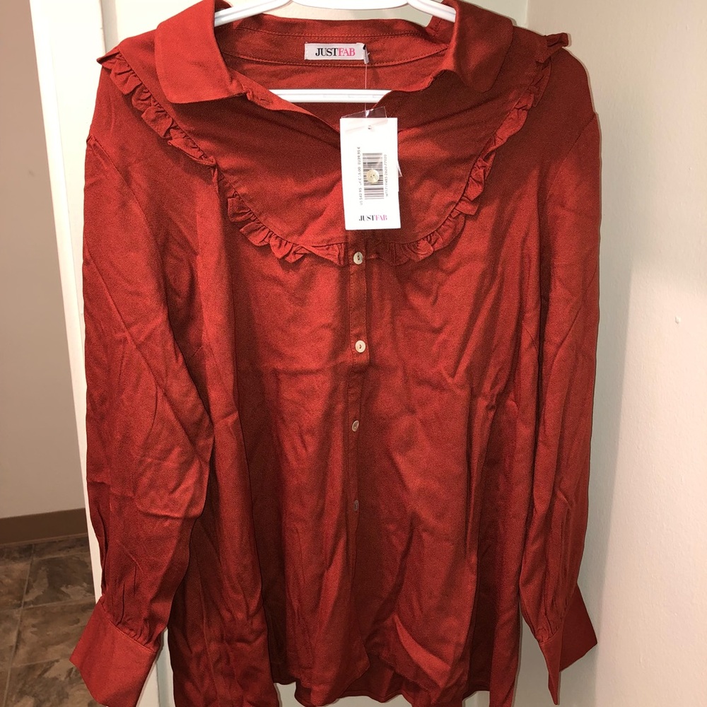 Gorgeous Burnt Orange Button Down Blouse