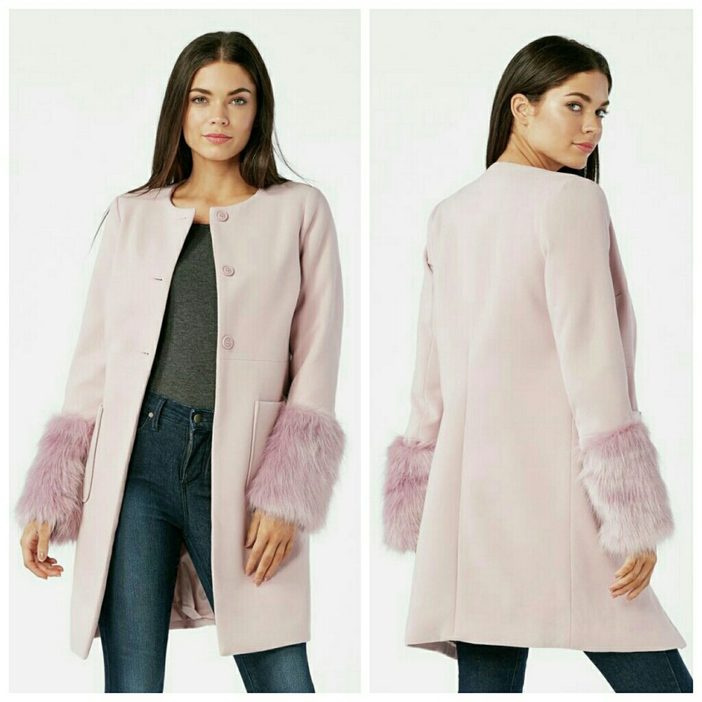 ***LAST ONE*** Lilac Coat Faux Fur Cuff NWT Medium - Picture 2 of 4