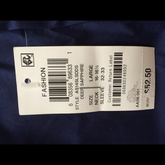 Alfani Slim Fit Stretch Blue Navy Dress Shirt - Picture 2 of 4