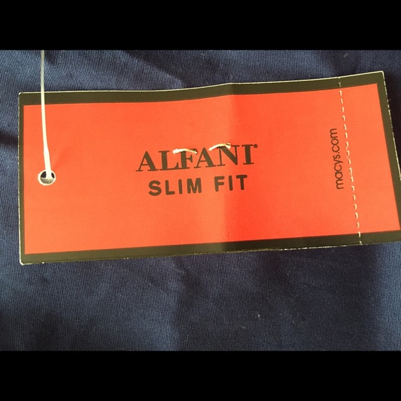 Alfani Slim Fit Stretch Blue Navy Dress Shirt - Picture 3 of 4