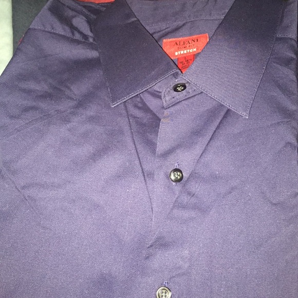 Alfani Slim Fit Stretch Blue Navy Dress Shirt - Picture 4 of 4