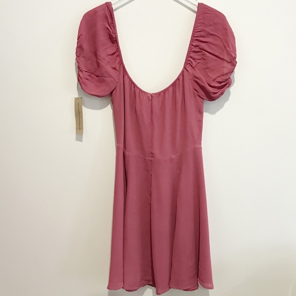 ✨sold✨reformation • kaia off shoulder cerise dress - Picture 4 of 8