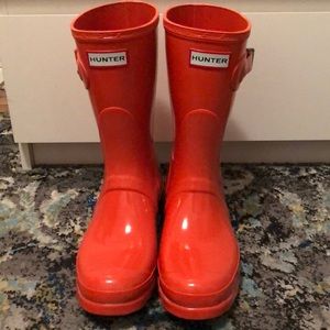 Hunter Rainboots, Orange, midcalf, size 9 women’s