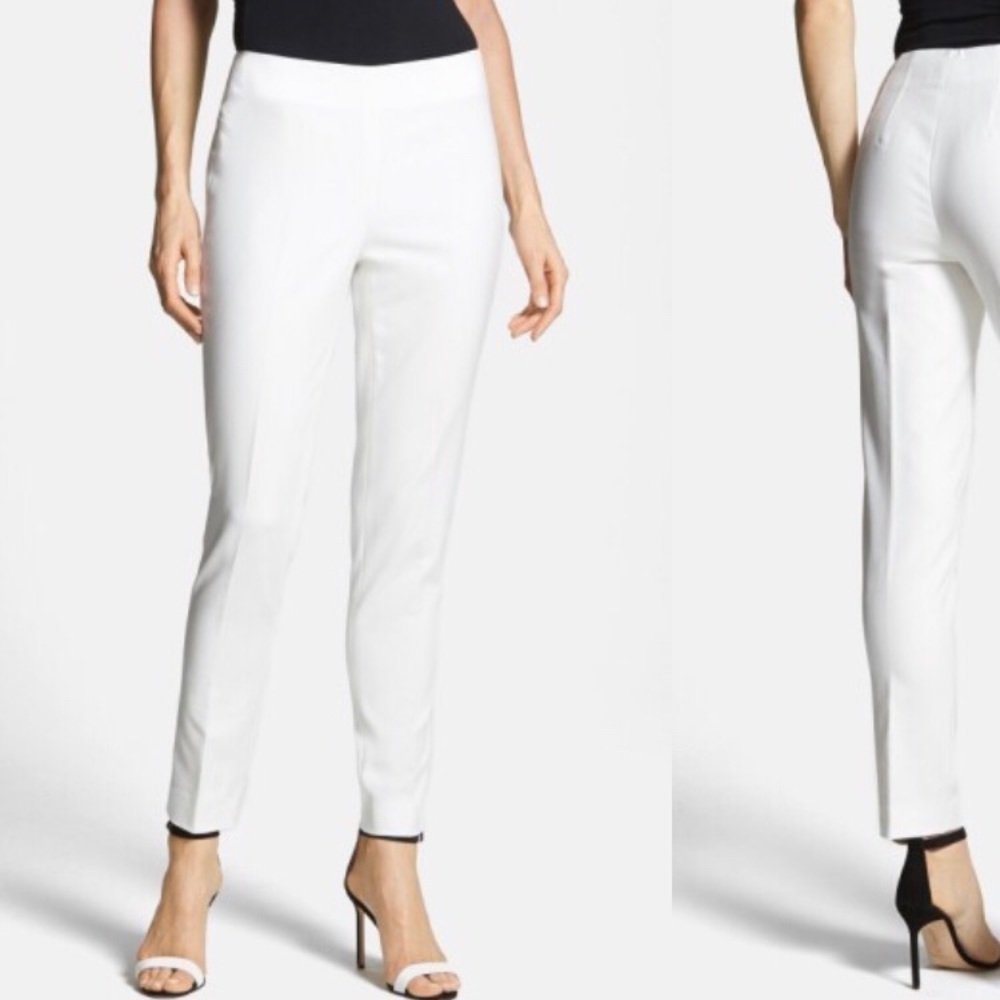 Vince Camuto White Stretch Cotton Pants Size 10P - Picture 2 of 2