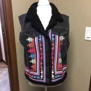 Topshop moto embroidered denim vest*