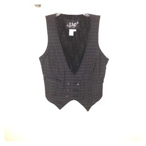 Black and gray plaid print waistcoat