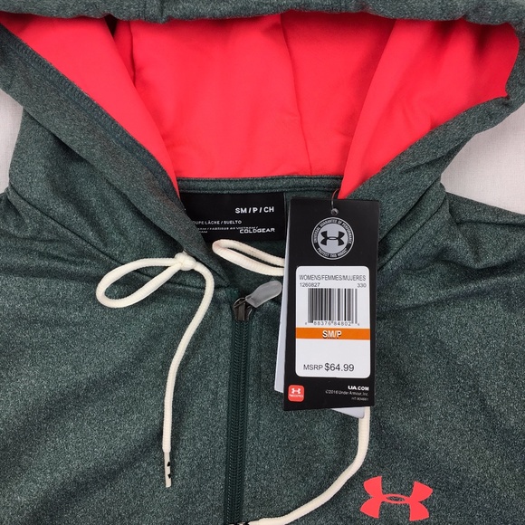 UNDER ARMOUR UA NWT COLDGEAR FULL ZIP HOODIE GREEN - Picture 2 of 4