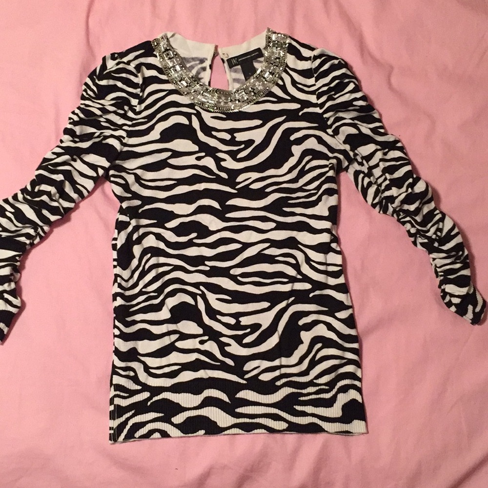 INC Zebra Top with Embellishments
