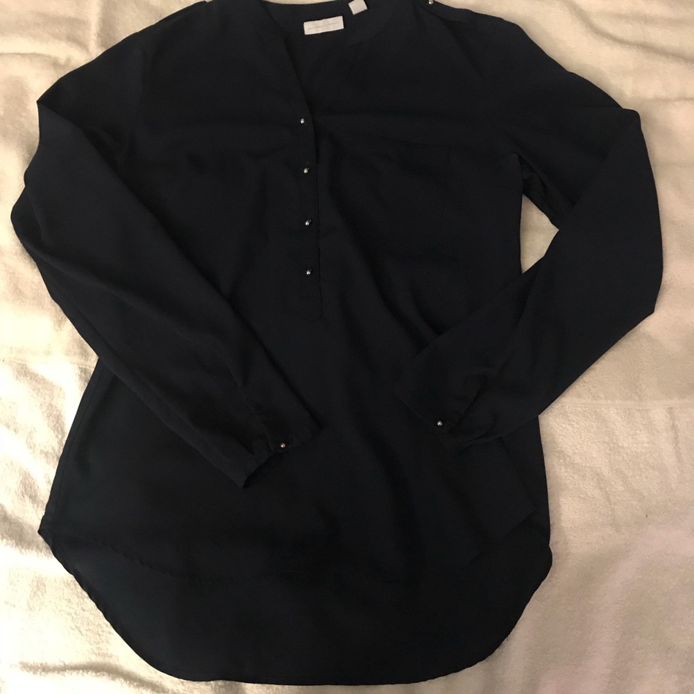 New York & Co. navy button blouse