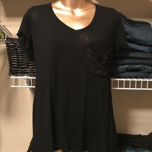 GAP black tissue weight Tee with sequin pocket