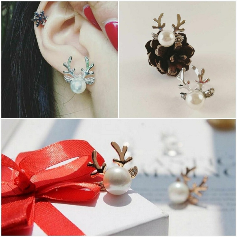 Reindeer Antler Pearl Earrings