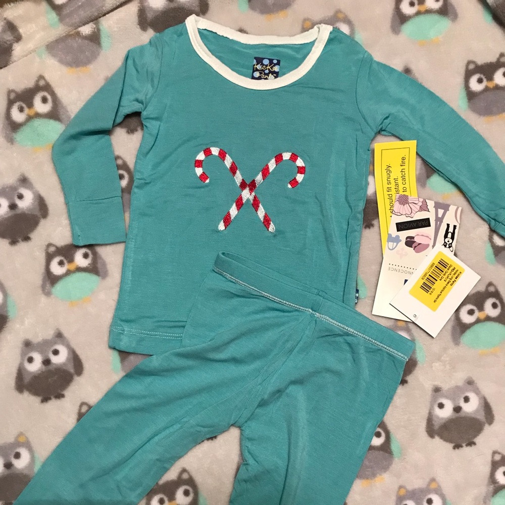 Kickee Pants Glacier Candy Cane Christmas Pajamas