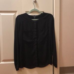 Black button-up chiffon top