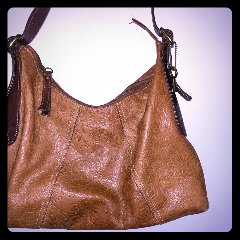 Fossil Hand tooled leather bag