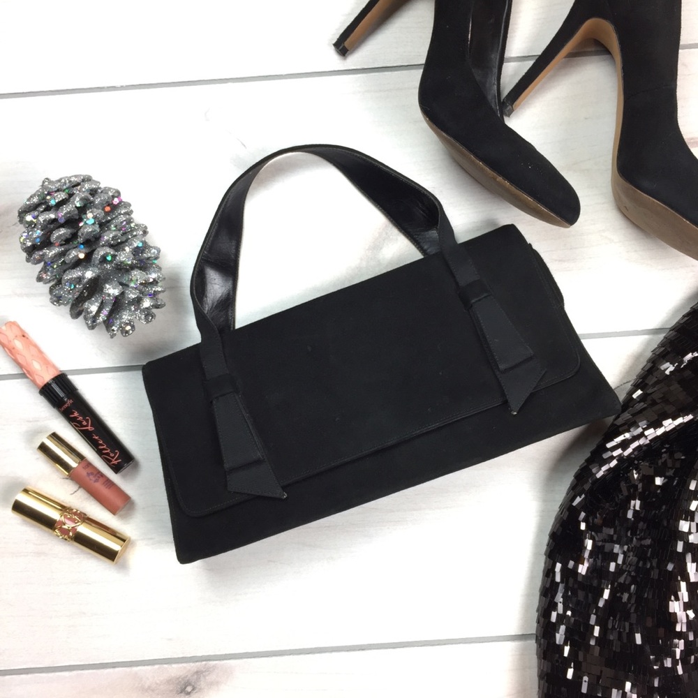 RARE Vintage black handbag with mirror and comb