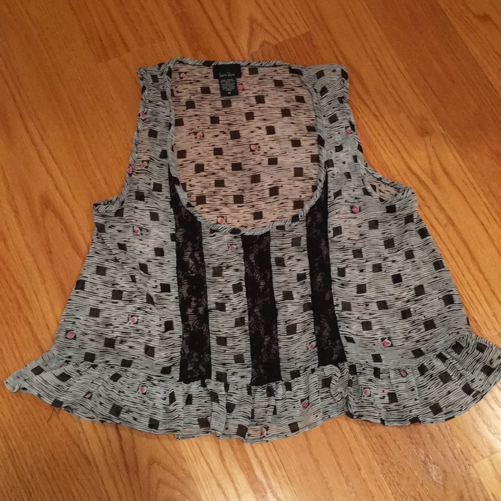 Sheer black and white blouse