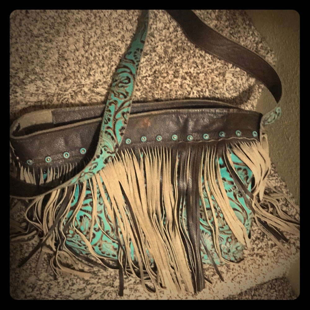 Turquoise Fringe Purse