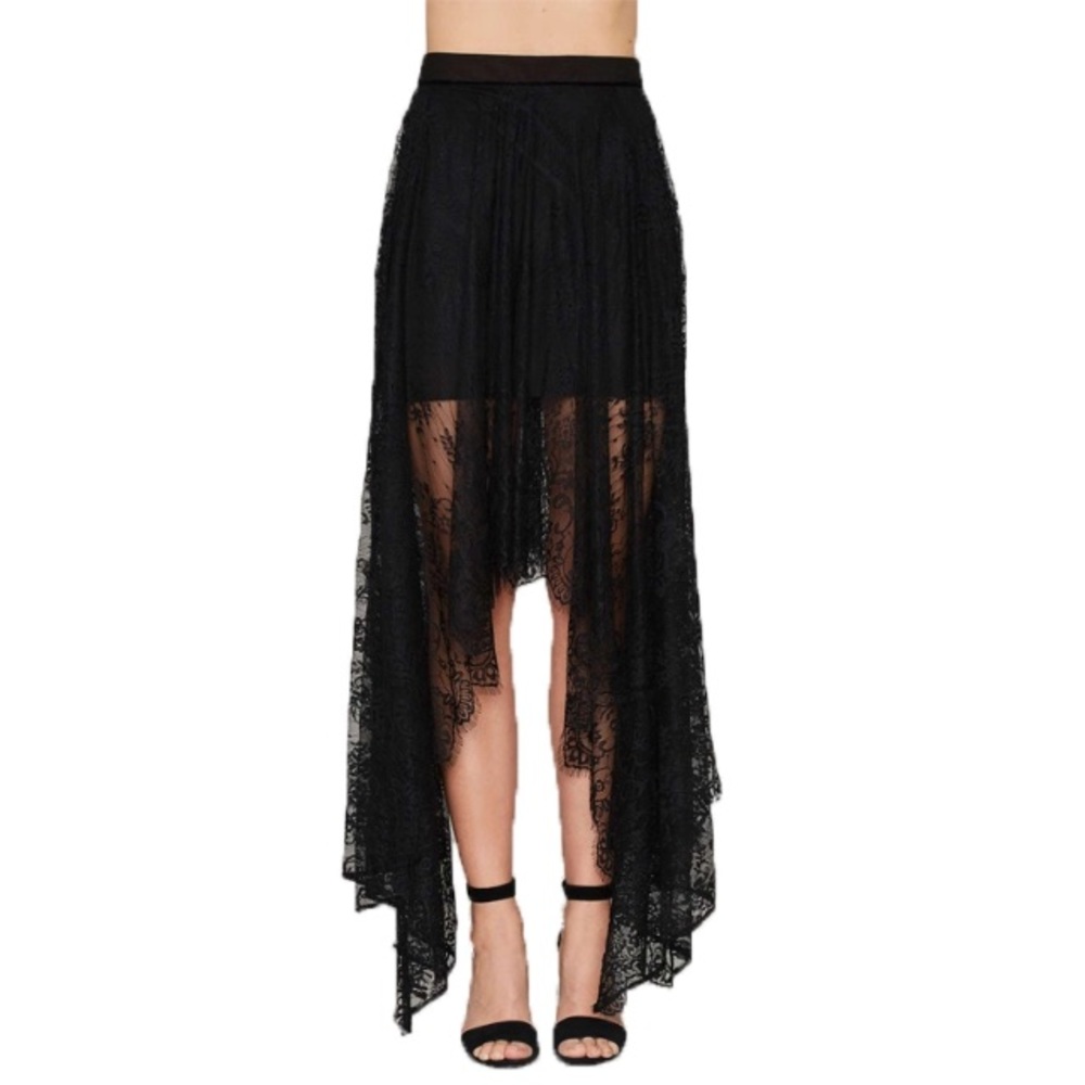 Hi low lace skirt floral mesh black maxi boho high - Picture 4 of 8