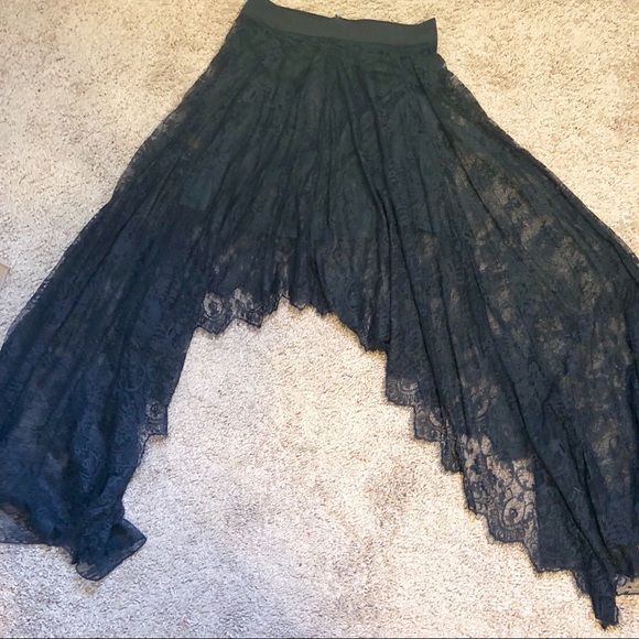Hi low lace skirt floral mesh black maxi boho high - Picture 6 of 8