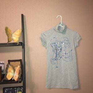 Short sleeve mock neck gray top size small