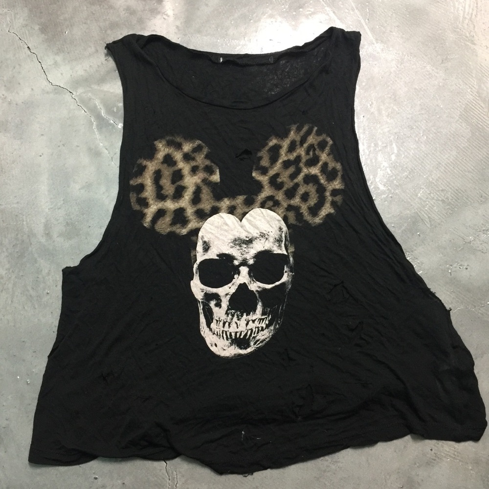 Mickey Mouse Leopard Skull Tank