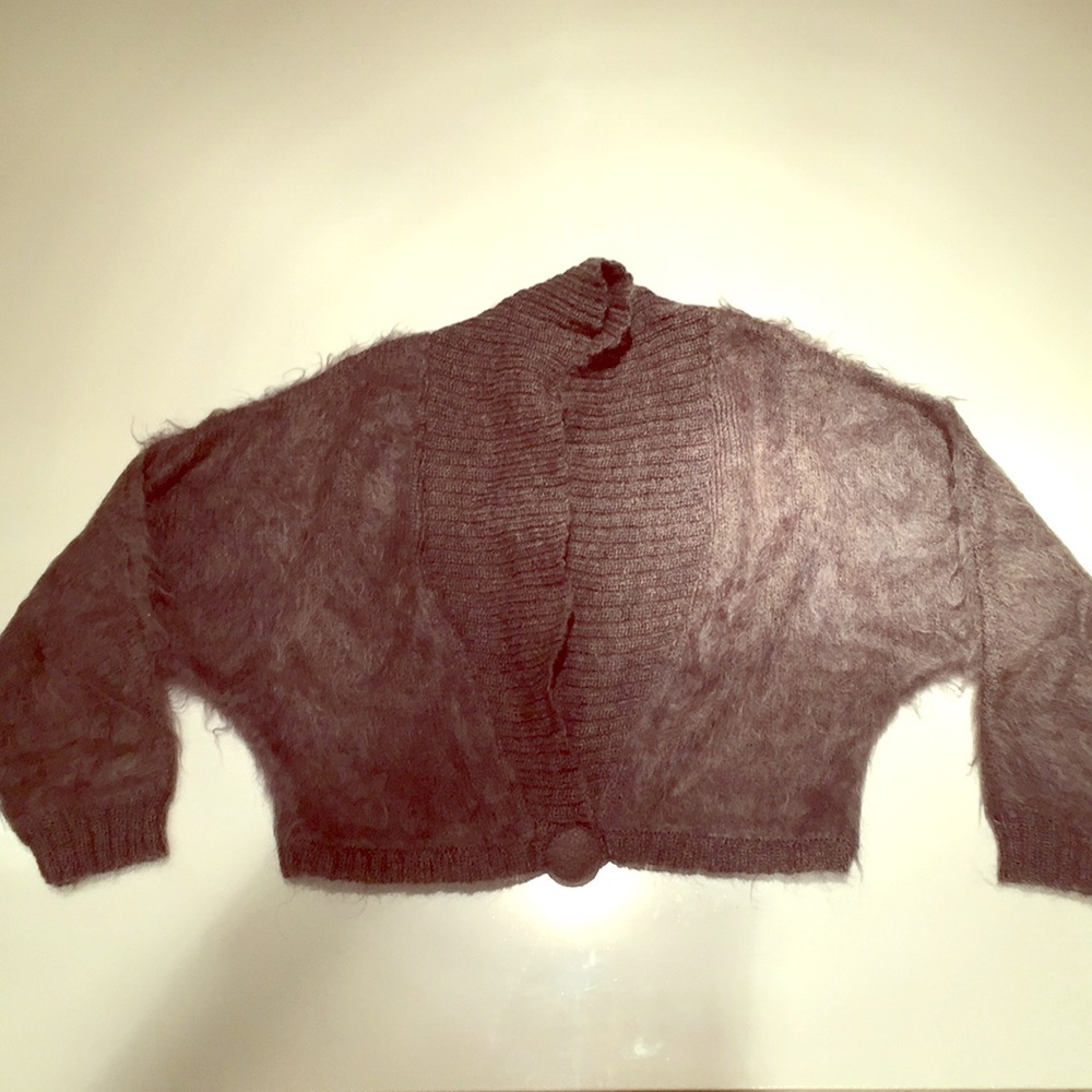 Mohair grey crop sweater designer sample S/M