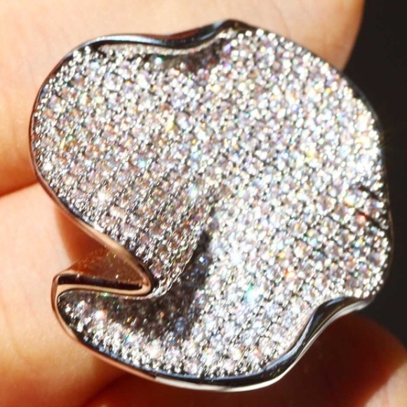 🆕 Sterling silver cz wave ring. - Picture 2 of 5