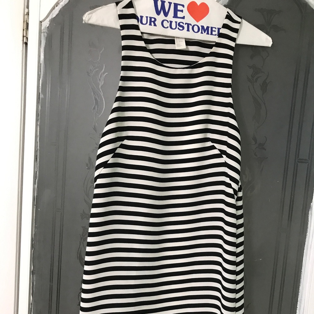 Black white striped dress
