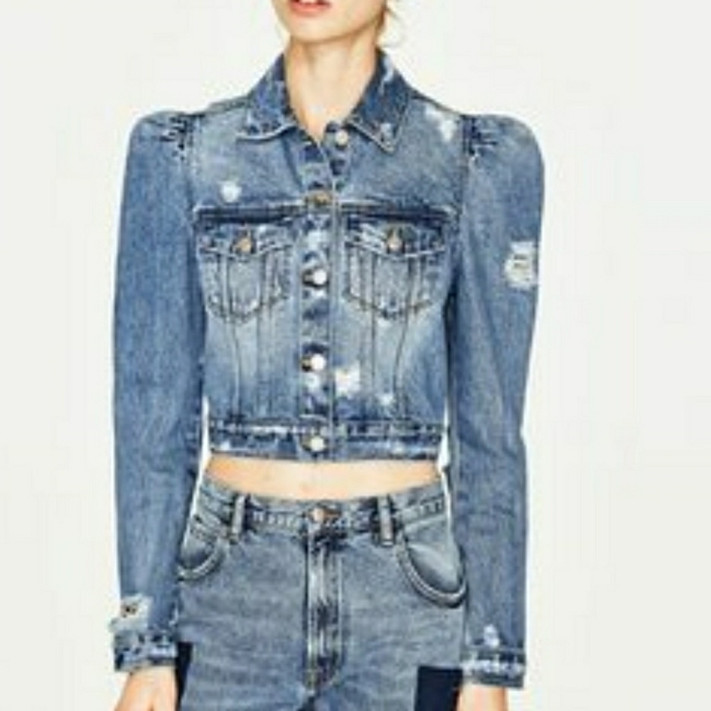 Zara Puff Sleeve Denim Jacket