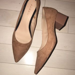 Blush Faux Suede Block Heels