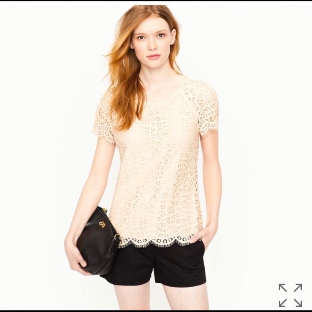 J. Crew Raindrop Lace Top (nude/cream)