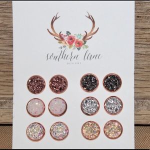 6 Pair Druzy Earring Set - 10mm