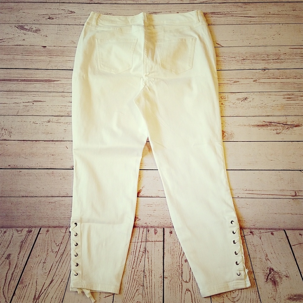 NWT 6th & Lane White Lace Up Skinny Jeans - Picture 7 of 8