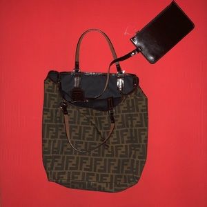 Fendi Brown Nylon Zucca Ff Monogram Tote