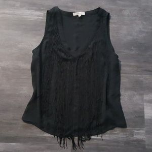 Black Fringe Detailed Dressy Blouse