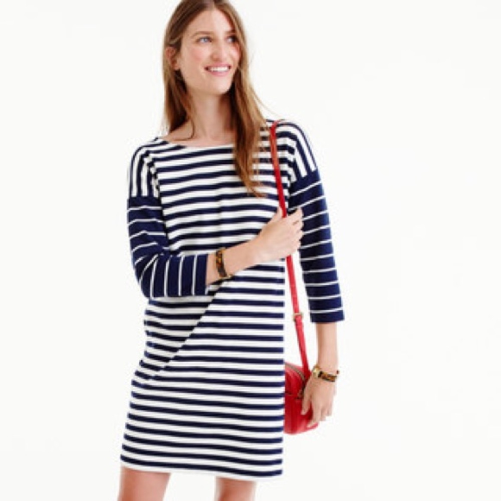 Brand New Cozy JCrew Colorblock Stripe Ponte Dress