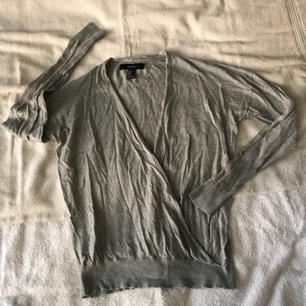 Forever 21 surplus wrap grey sweater