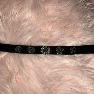Velvet and crystal choker