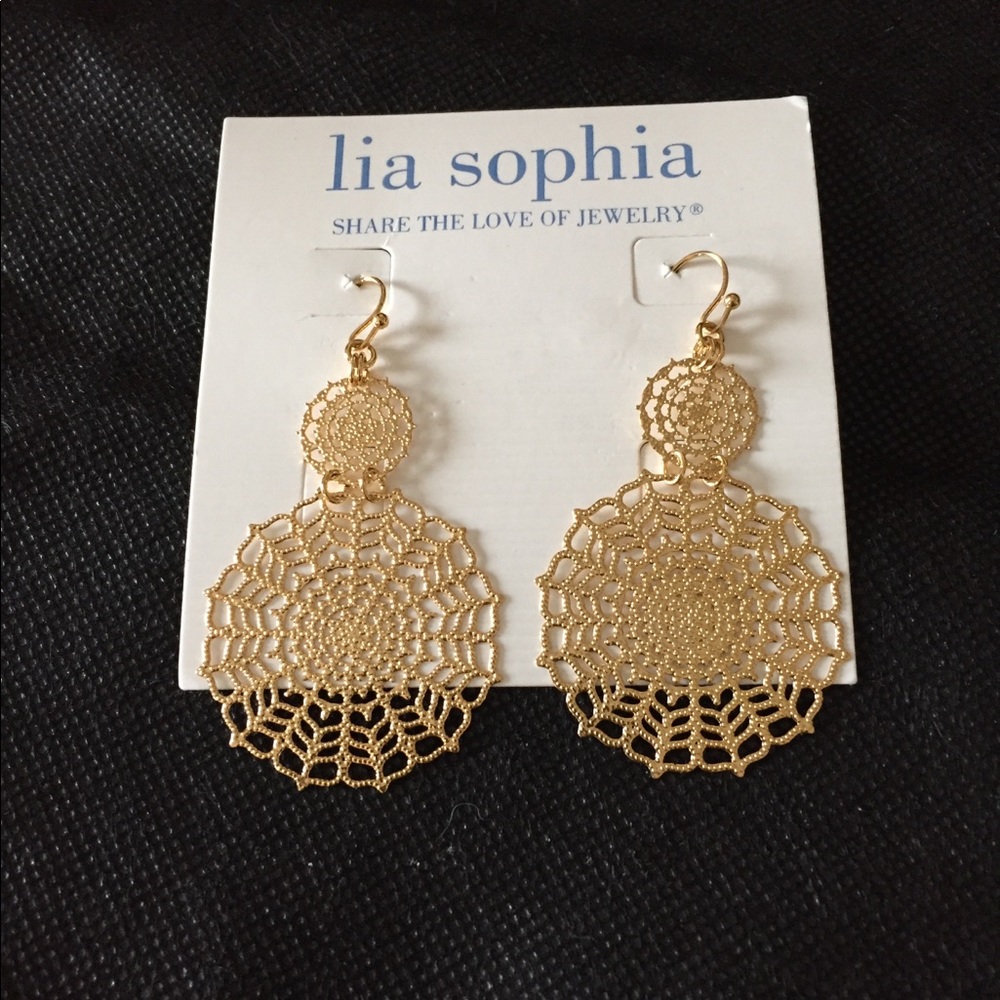 Lia Sophia gold filigree earrings