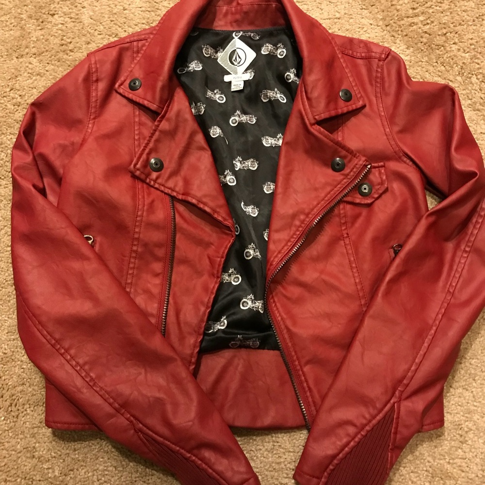 Red Pleather Volcom Jacket - XS
