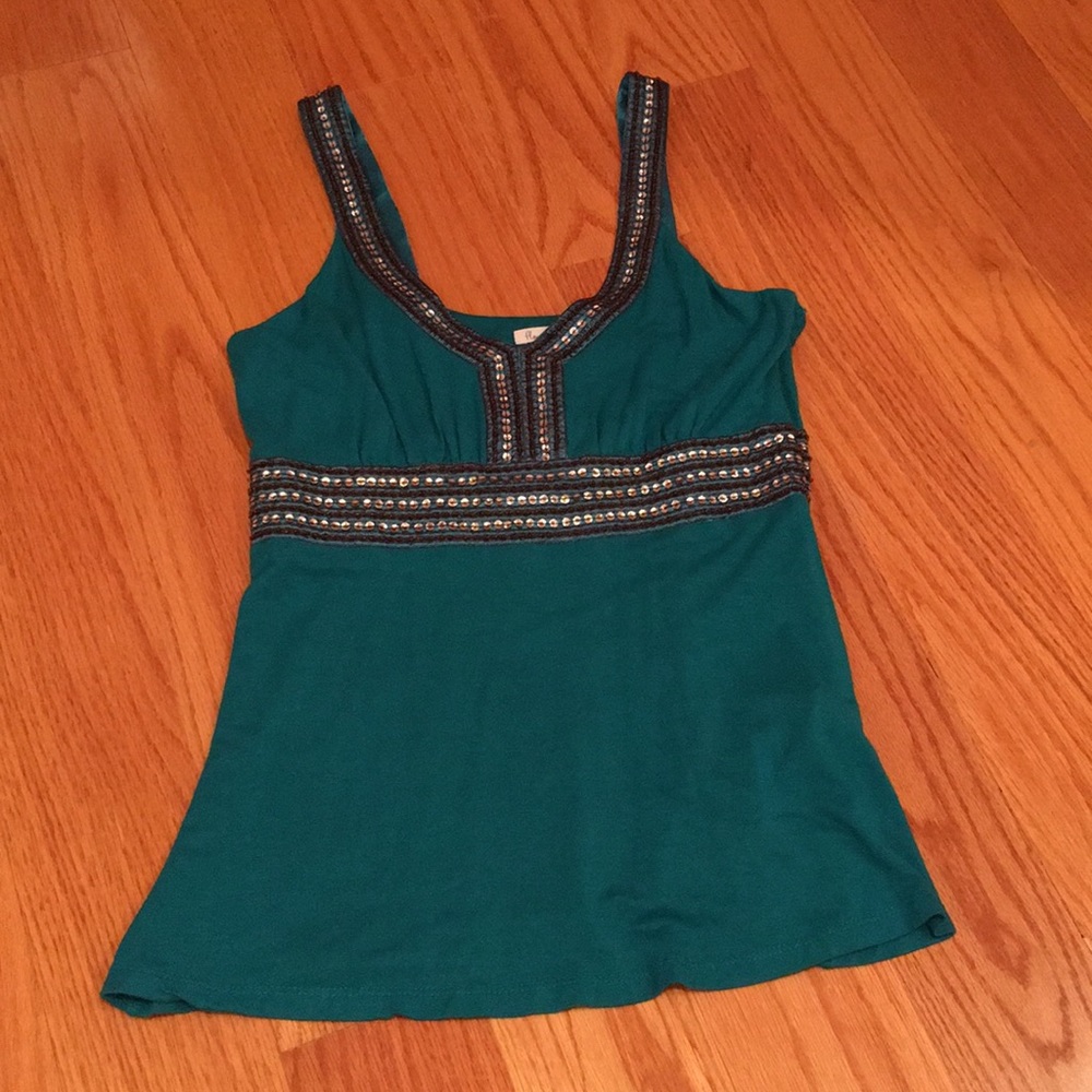 Teal top with beading