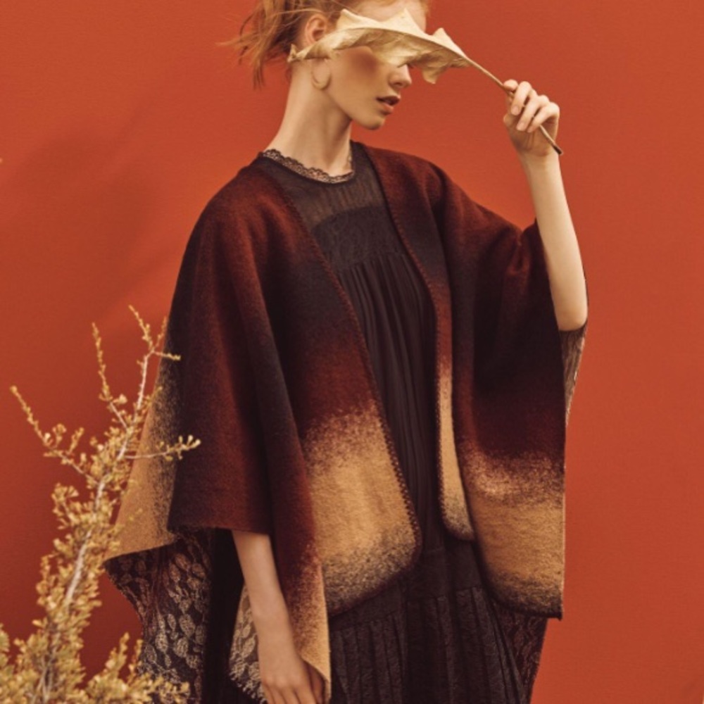 Anthropologie reversible poncho in wine🍷
