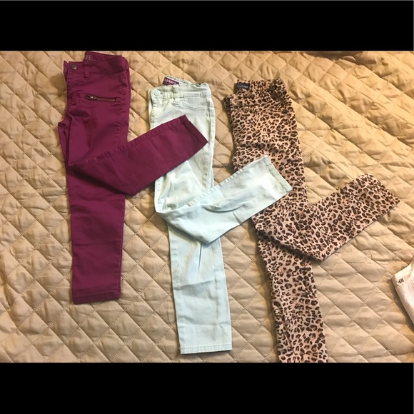 Girls Denim and Printed Pants - Picture 1 of 2