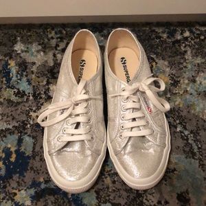 Superga size 10, silver glitter