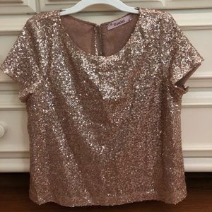 Sequin short sleeve top