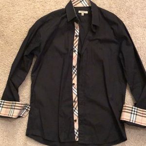 Burberry button up shirt black